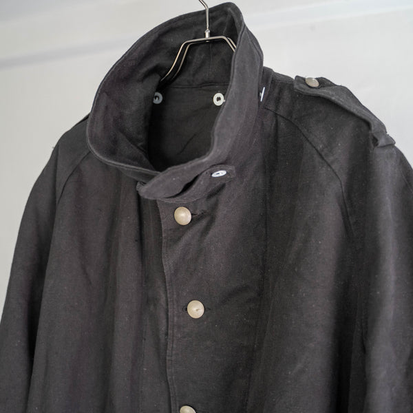 1930-40s French military M35 motorcycle coat -black dyed- 'dead stock'