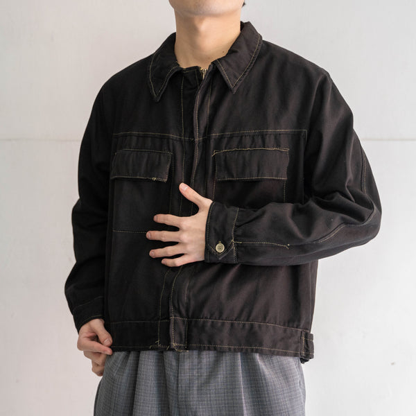 1970-80s Italian military 2 pockets short jacket 'dead stock' -black dyed-