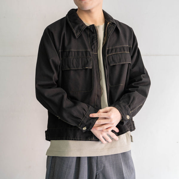 1970-80s Italian military 2 pockets short jacket 'dead stock' -black dyed-