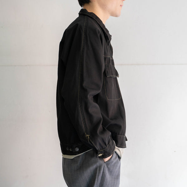 1970-80s Italian military 2 pockets short jacket 'dead stock' -black dyed-
