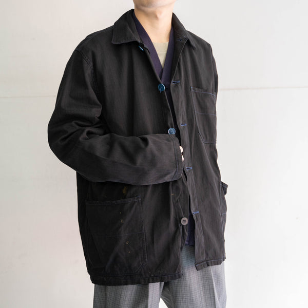 1970-80s Germany HBT work jacket -black dyed-