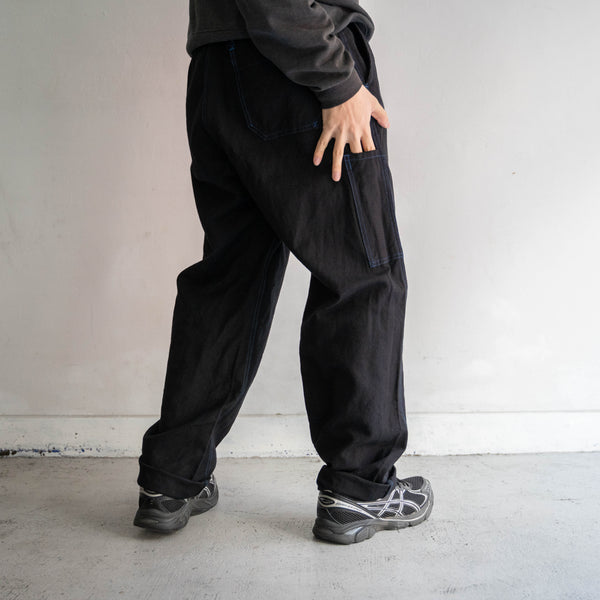 1970-80s France cotton twill work pants 'dead stock' -black dyed-