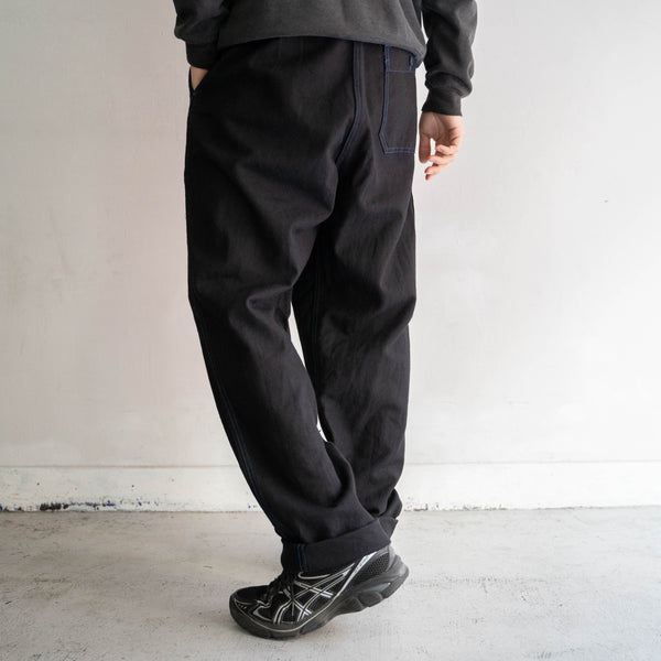 1970-80s France cotton twill work pants 'dead stock' -black dyed-