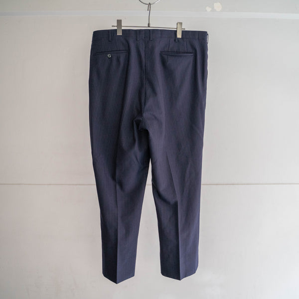 2000s Japan vintage navy based stripe wool slacks