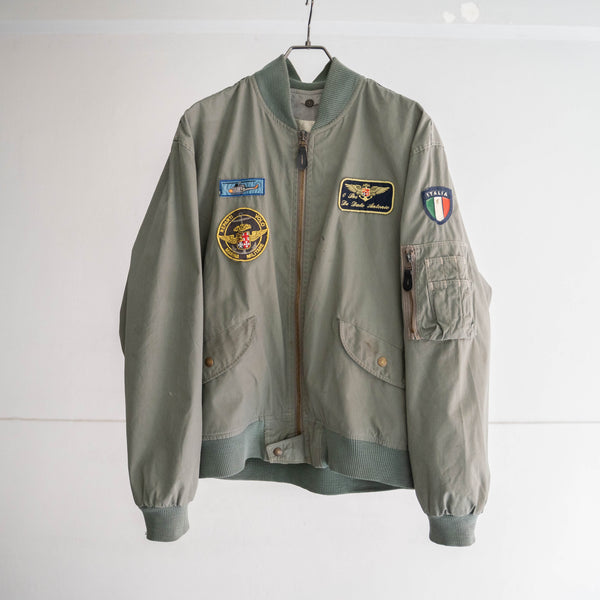 1970-80s Italian military green flight jacket with patches