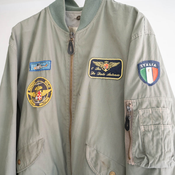 1970-80s Italian military green flight jacket with patches