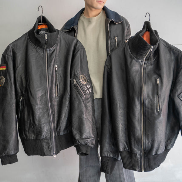1980-00s German military pilot leather jacket -black color- -1