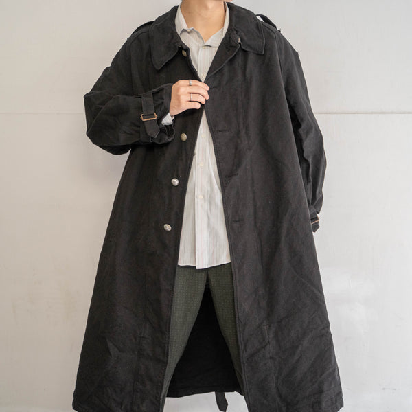 1930-40s French military M35 motorcycle coat -black dyed- 'dead stock'