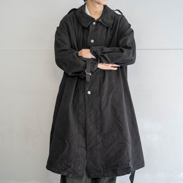 1930-40s French military M35 motorcycle coat -black dyed- 'dead stock'