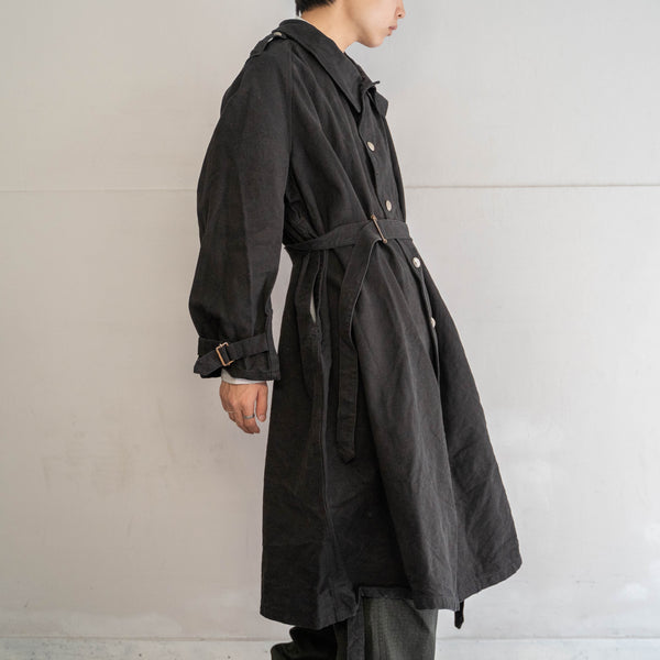 1930-40s French military M35 motorcycle coat -black dyed- 'dead stock'