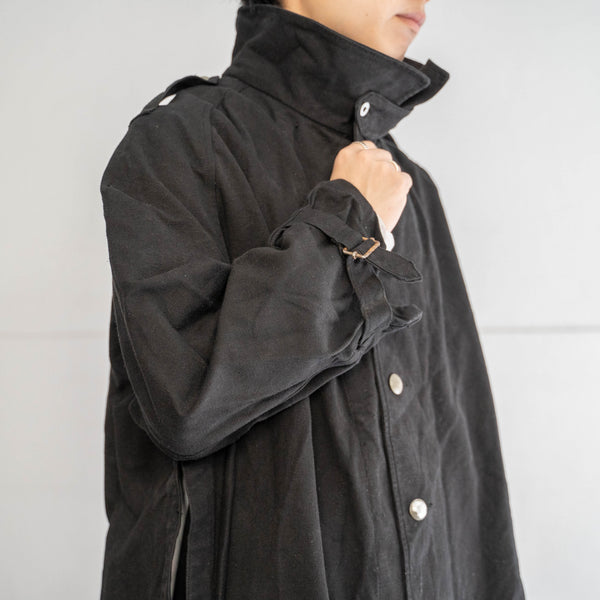 1930-40s French military M35 motorcycle coat -black dyed- 'dead stock'