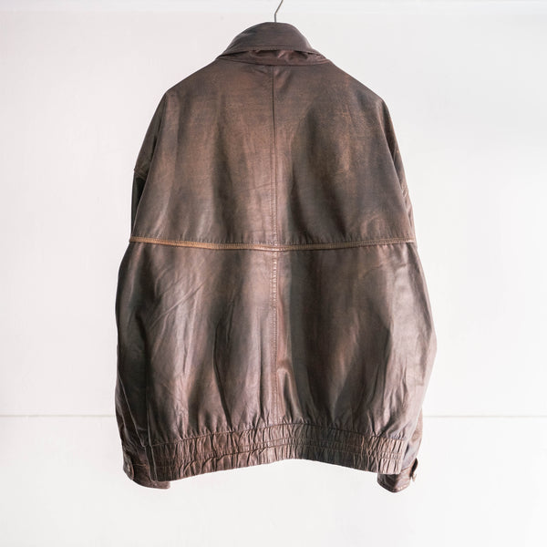 around 1990s brown color pocket gimmick leather jacket