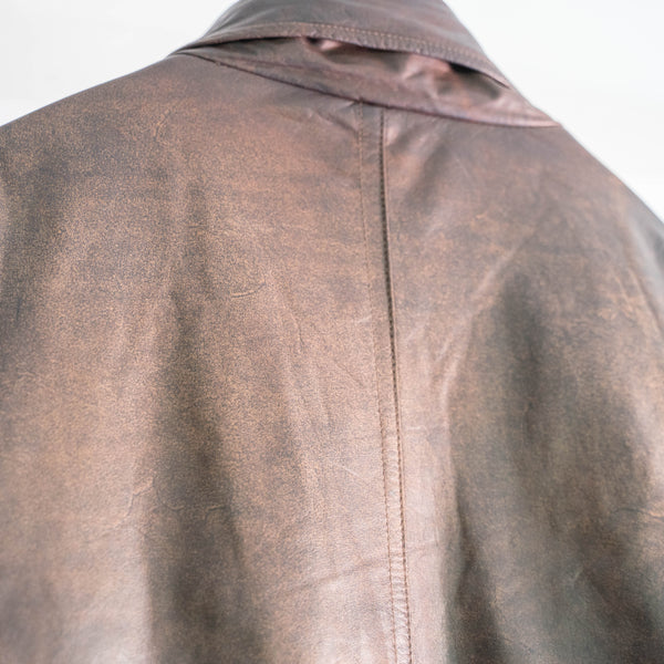 around 1990s brown color pocket gimmick leather jacket