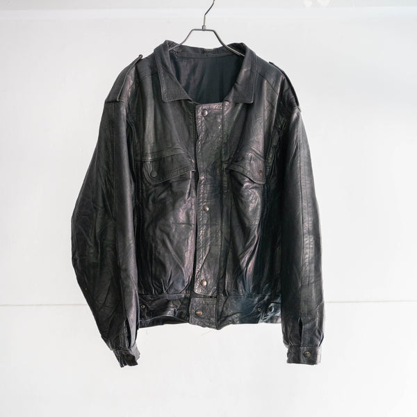 1980-90s England black color flight leather jacket