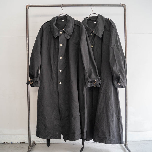 1930-40s French military M35 motorcycle coat -black dyed- 'dead stock'