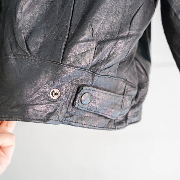 1980-90s England black color flight leather jacket