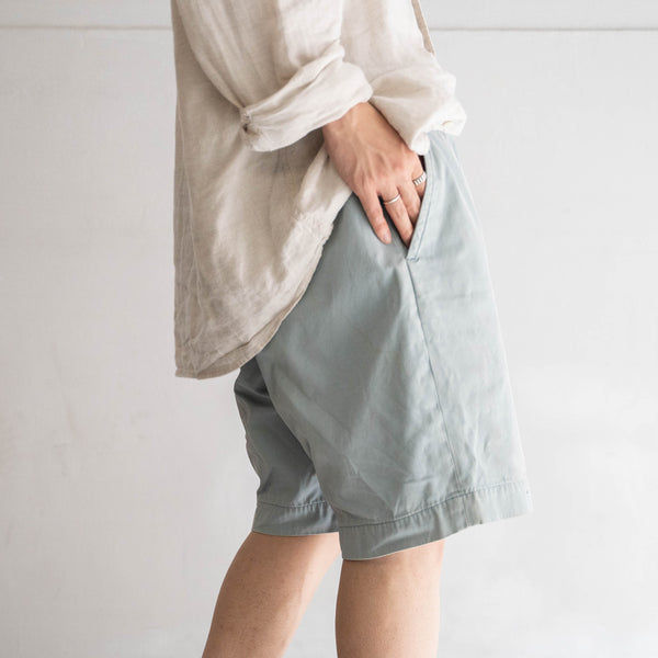 1990s Ralph Lauren cotton chino shorts -sky blue & waist cord remake-