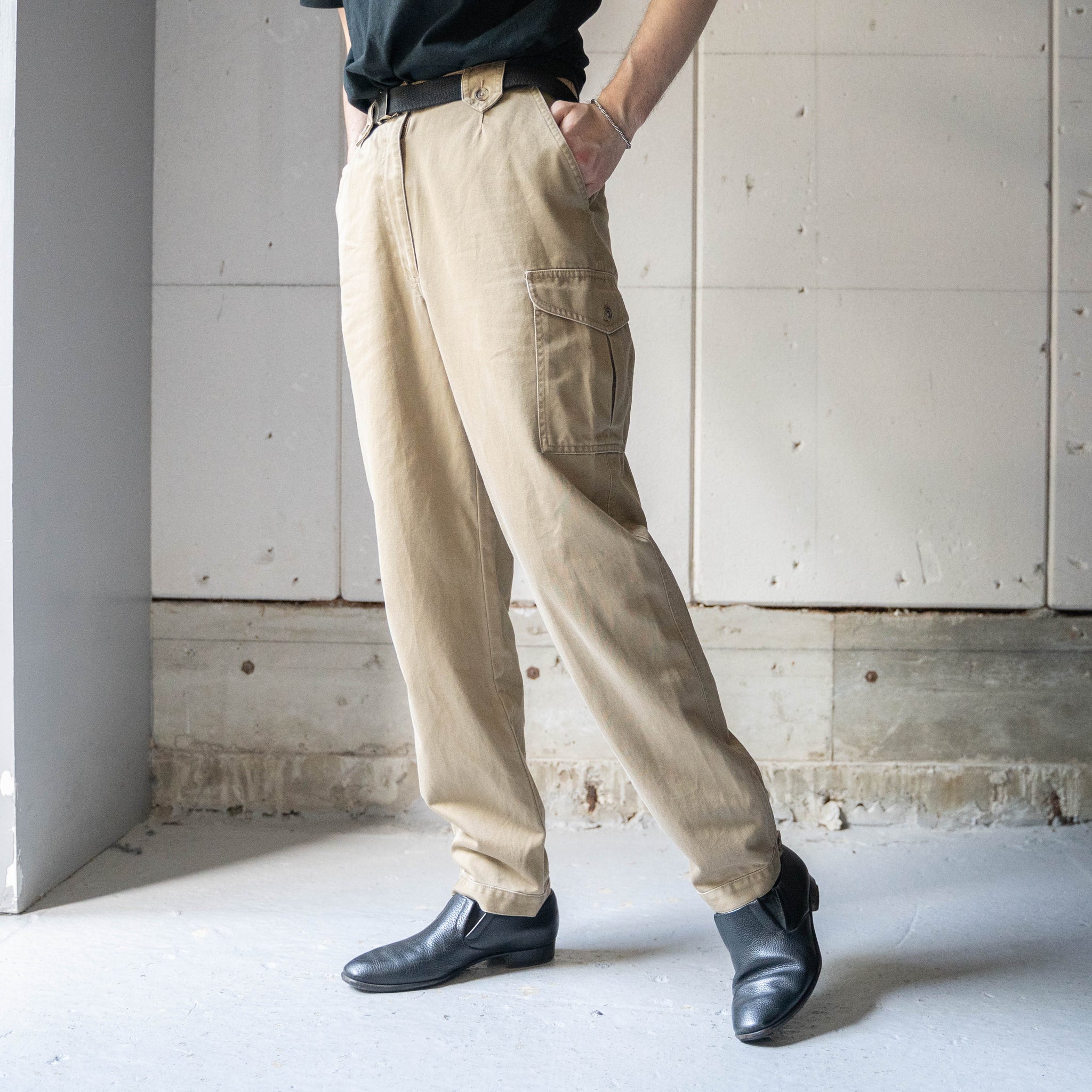 1980s  'L.L.Bean' beige color chino pants -with cargo pocket -