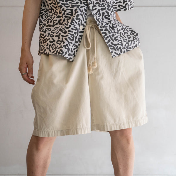 1990s Ralph Lauren cotton chino shorts -ivory & waist cord remake- 2