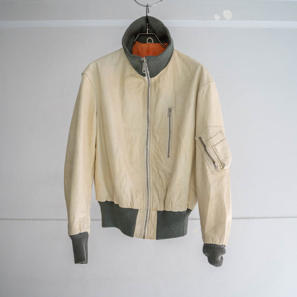 1980-00s German military pilot leather jacket -off white-