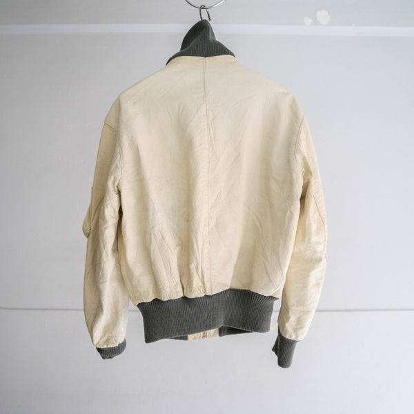1980-00s German military pilot leather jacket -off white-