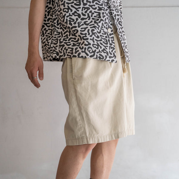 1990s Ralph Lauren cotton chino shorts -ivory & waist cord remake- 2