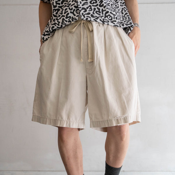 1990s Ralph Lauren cotton chino shorts -ivory & waist cord remake- 1