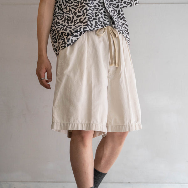 1990s Ralph Lauren cotton chino shorts -ivory & waist cord remake- 1