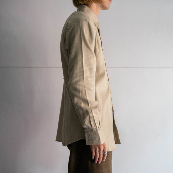 around 80s Italy beige color cotton flannel shirt 'dead stock'