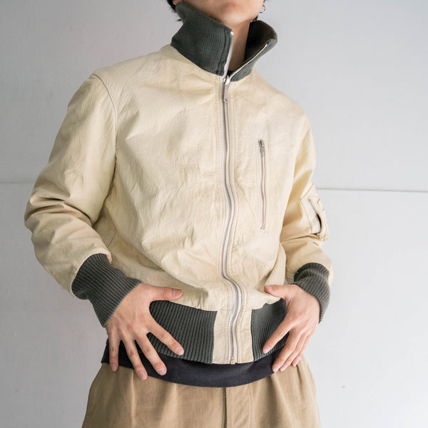 1980-00s German military pilot leather jacket -off white-