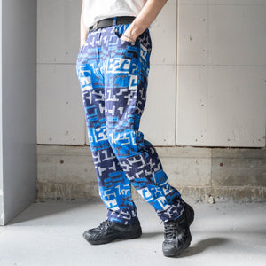 around 2000s blue based batik pattern easy pants