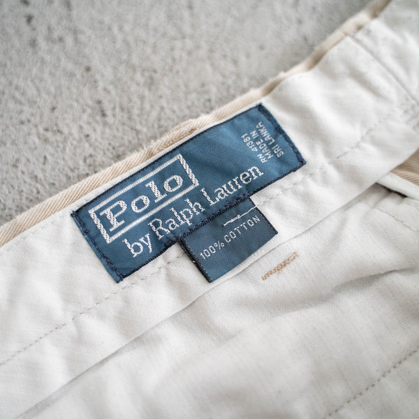 1990s Ralph Lauren cotton chino shorts -beige & waist cord remake- 1