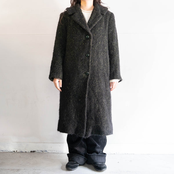 around 1980s Europe black color nep design knit coat