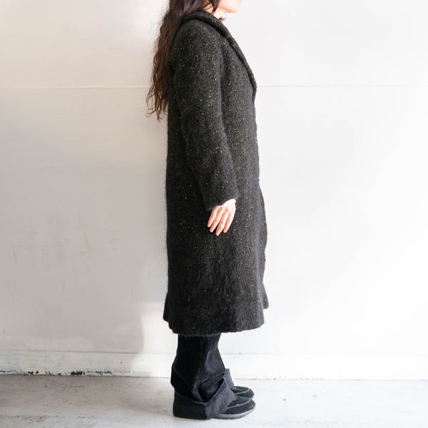 around 1980s Europe black color nep design knit coat