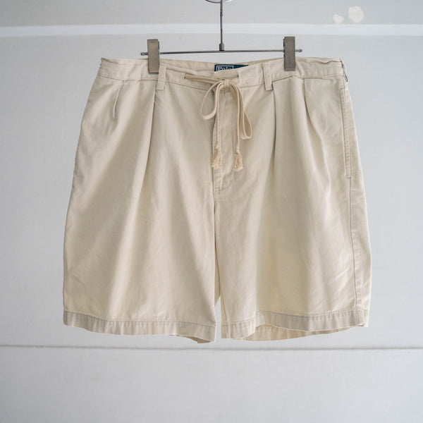 1990s Ralph Lauren cotton chino shorts -ivory & waist cord remake- 2