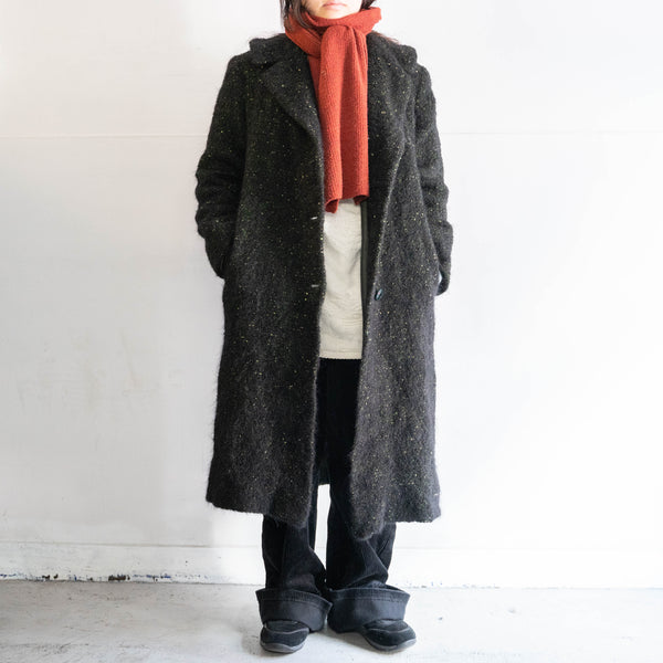 around 1980s Europe black color nep design knit coat