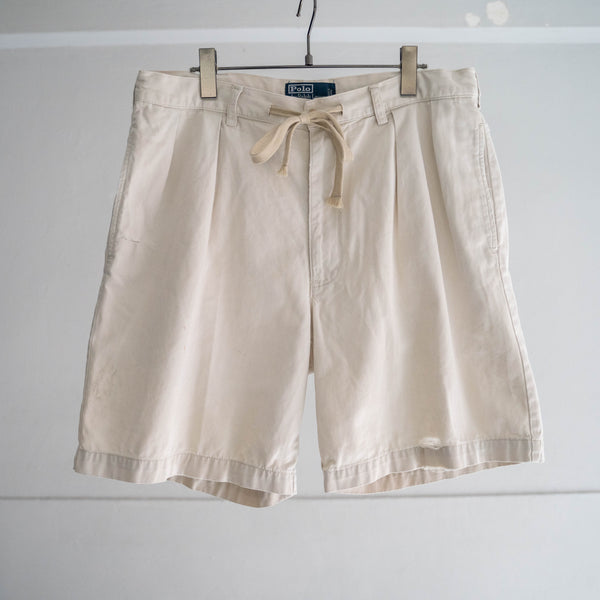 1990s Ralph Lauren cotton chino shorts -ivory & waist cord remake- 1