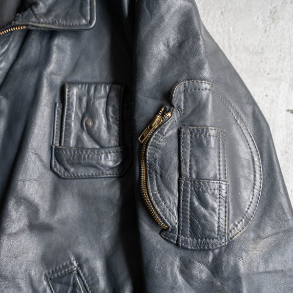 1970-90s French military pilot leather jacket -civilian type- -3