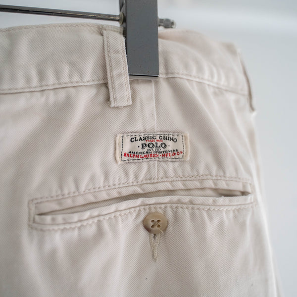 1990s Ralph Lauren cotton chino shorts -ivory & waist cord remake- 1