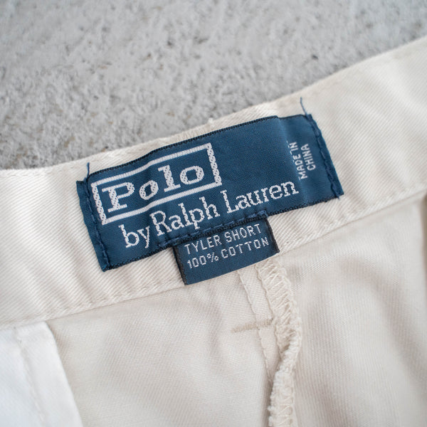 1990s Ralph Lauren cotton chino shorts -ivory & waist cord remake- 1