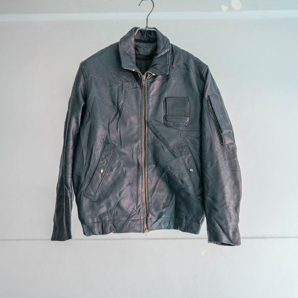 1970-90s French military pilot leather jacket -government supply- 92C