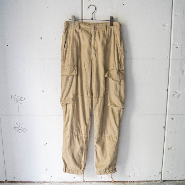 1980-90s Norway military beige color cargo pants -with side adjuster-　