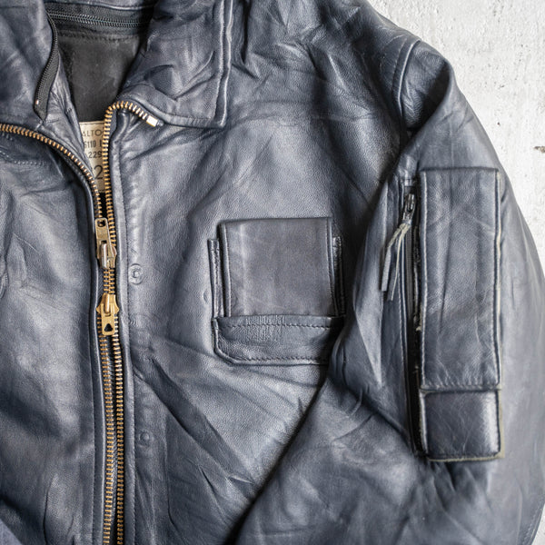 1970-90s French military pilot leather jacket -government supply- 92C