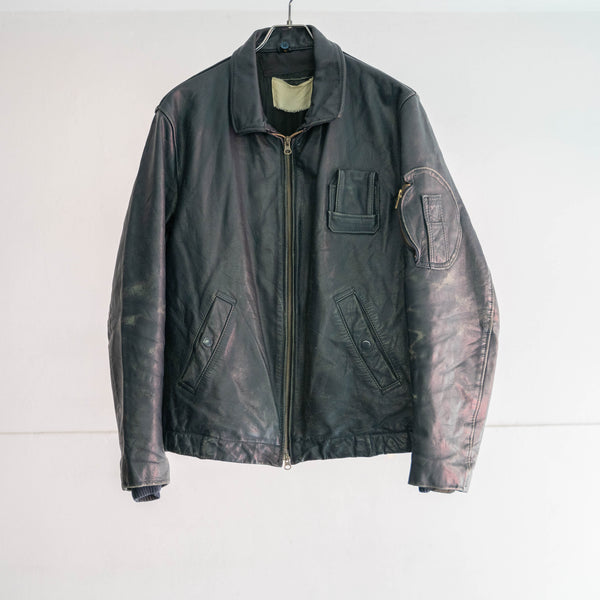 1970-90s French military pilot leather jacket -civilian type- -4