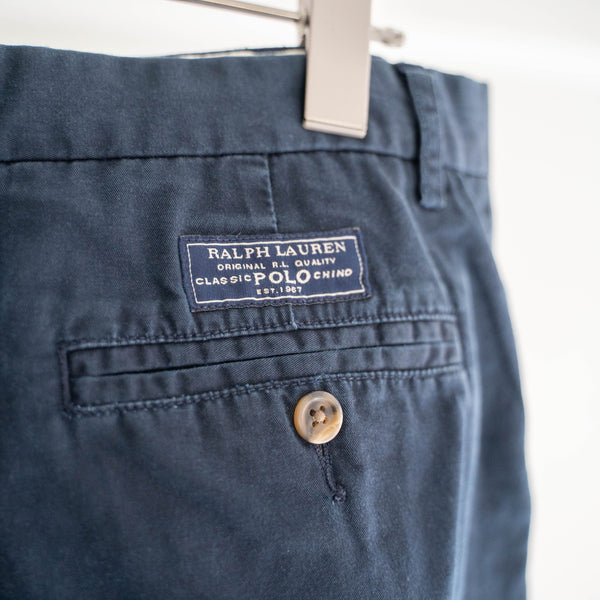 1990s Ralph Lauren cotton chino shorts -navy- 1