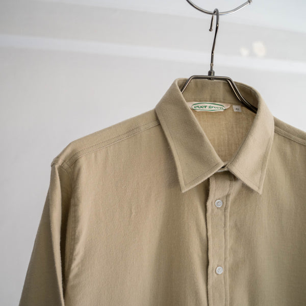 around 80s Italy beige color cotton flannel shirt 'dead stock'