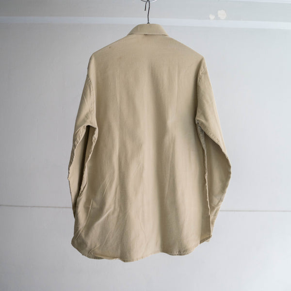 around 80s Italy beige color cotton flannel shirt 'dead stock'