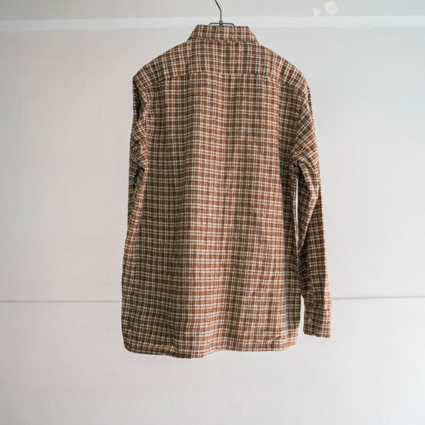 1980s Europe brown based checked full open shirt