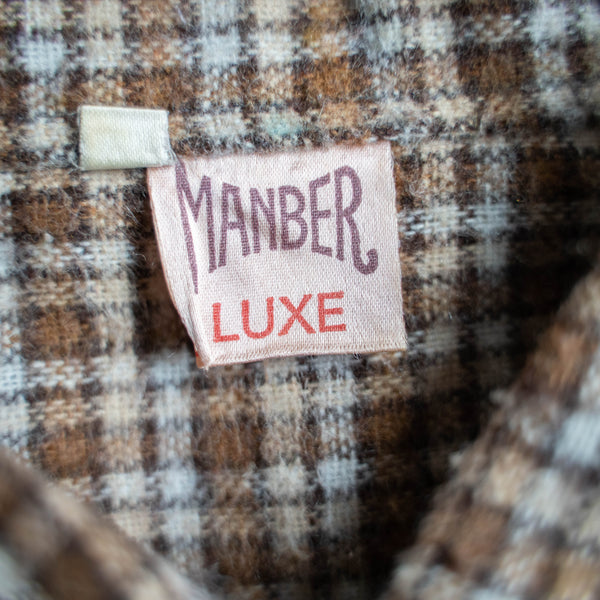 1980s Europe brown based checked full open shirt