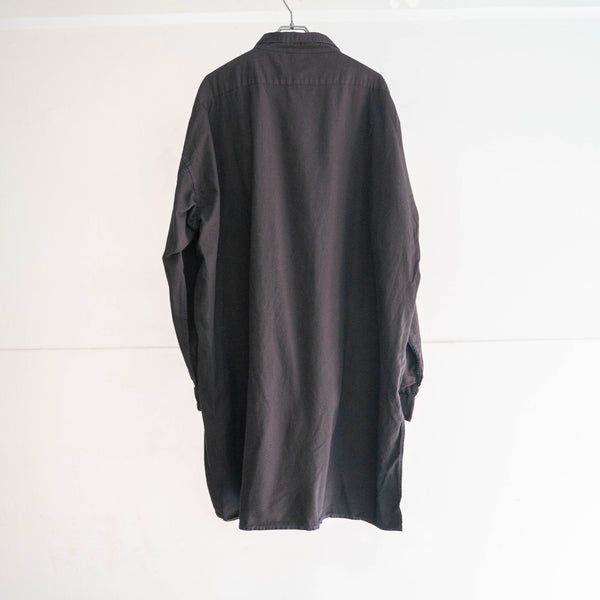1980s Europe work grandpa shirt -black dyed-